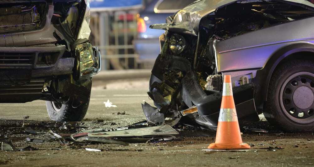 Vehicles parked after colliding