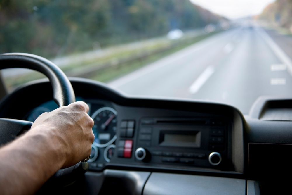 Truck driver on road