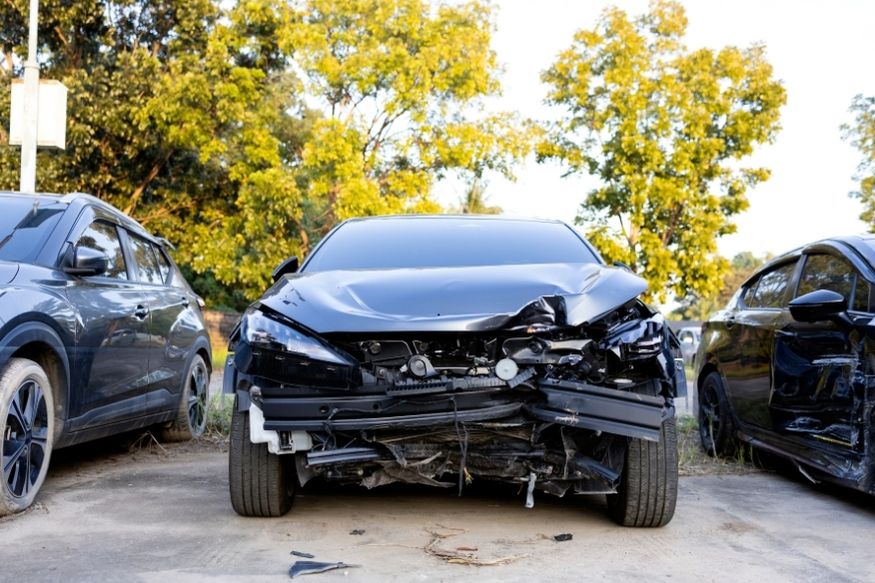 Car parked after having collided