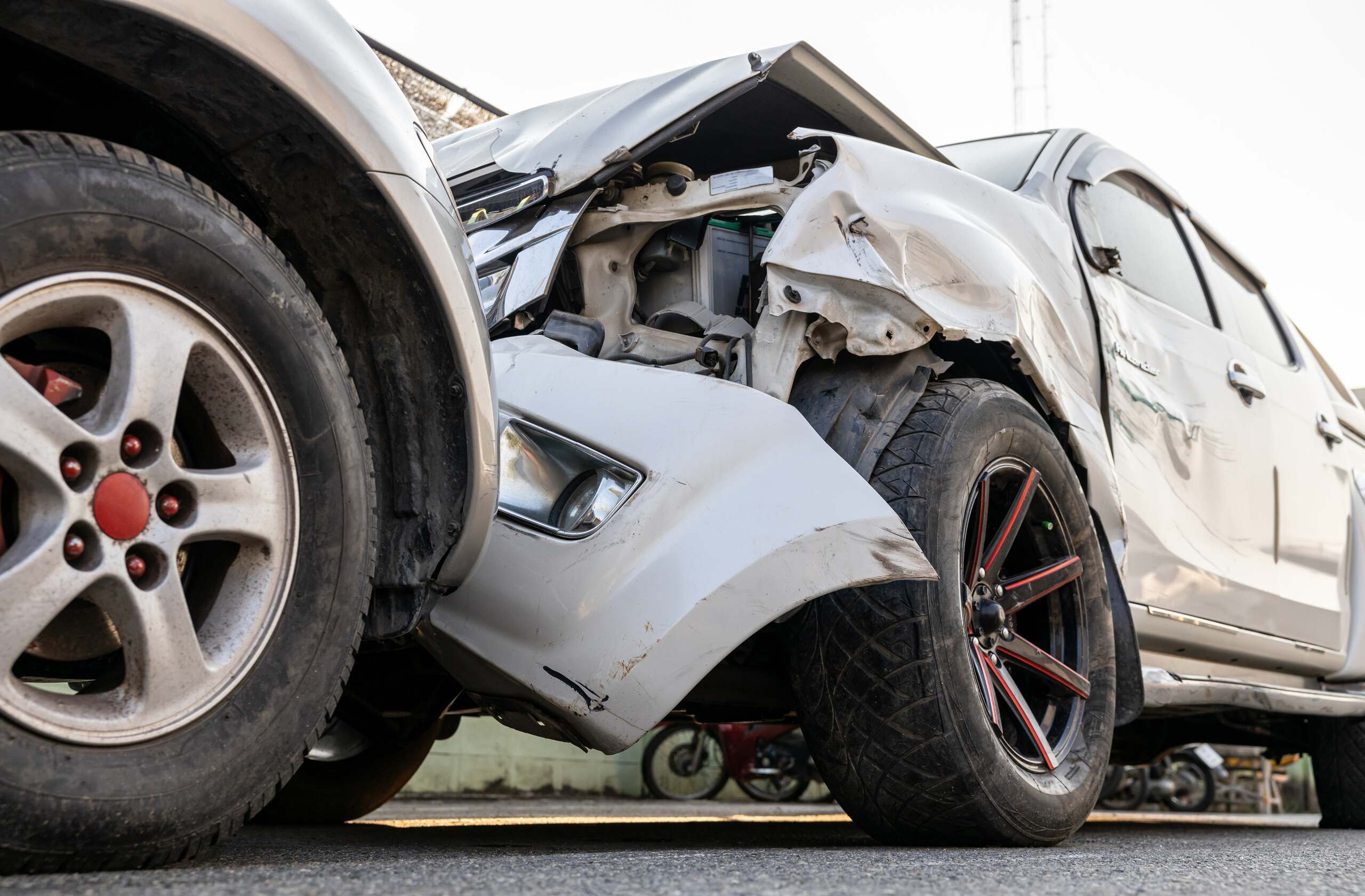 Severe front-end vehicle damage handled by St. Louis Head-On Collision Lawyers.